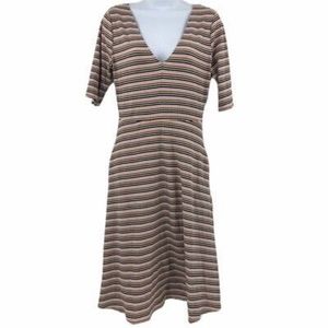 V-neck Striped A-line dress